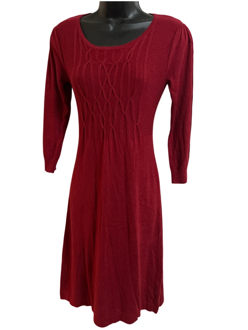 NWT East 5th Scoop Neck Cable Knit A-Line Lightweight Sweater Dress Red Small